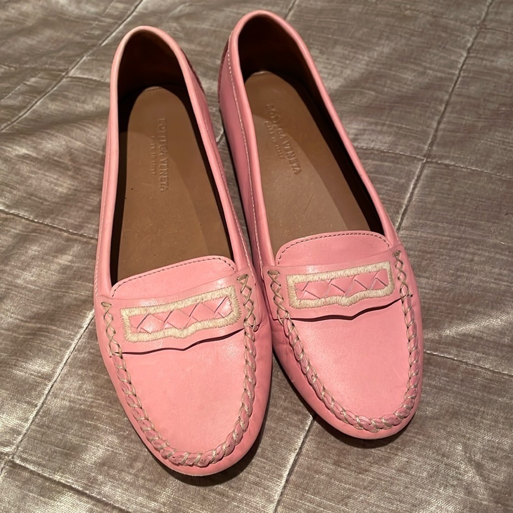 BOTTEGA VENETA Pink Driving Shoes Size 37 1/2